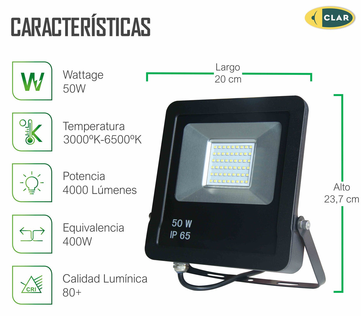 Proyector Gorila 50W, foco exterior LED