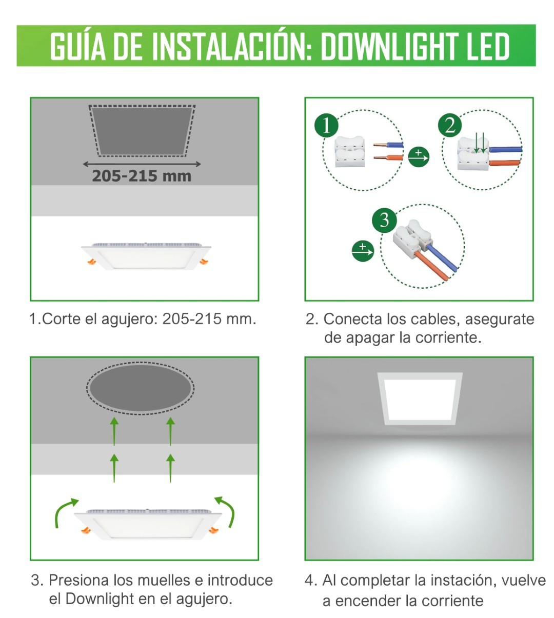 Downlight LED Empotrable 20W Cuadrado 1600lm