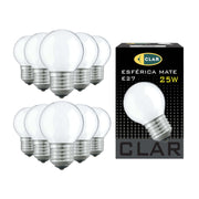 Bombilla Esférica E27 Clara Mate 25W