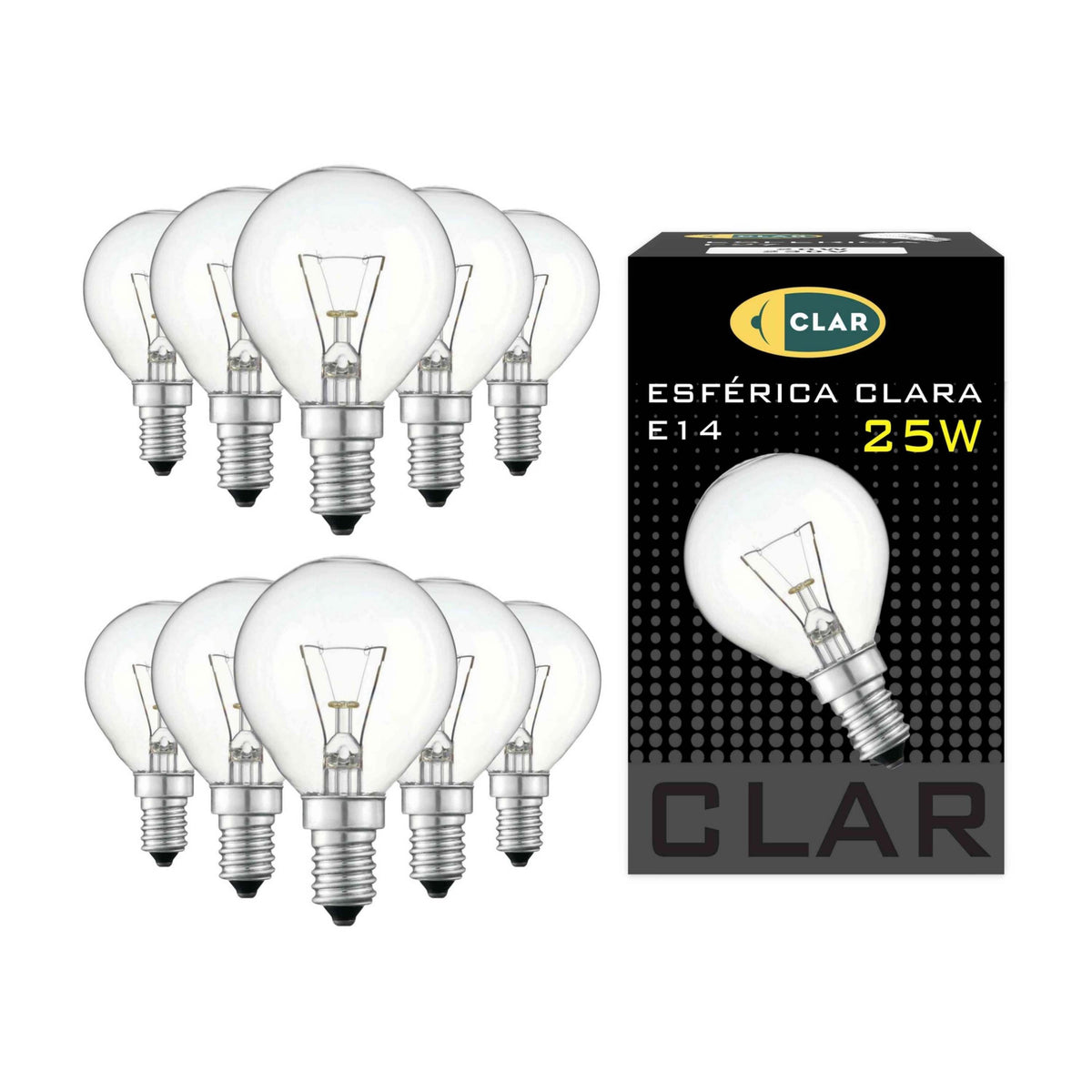 Bombilla Esférica Clara Incandescente E14 25W