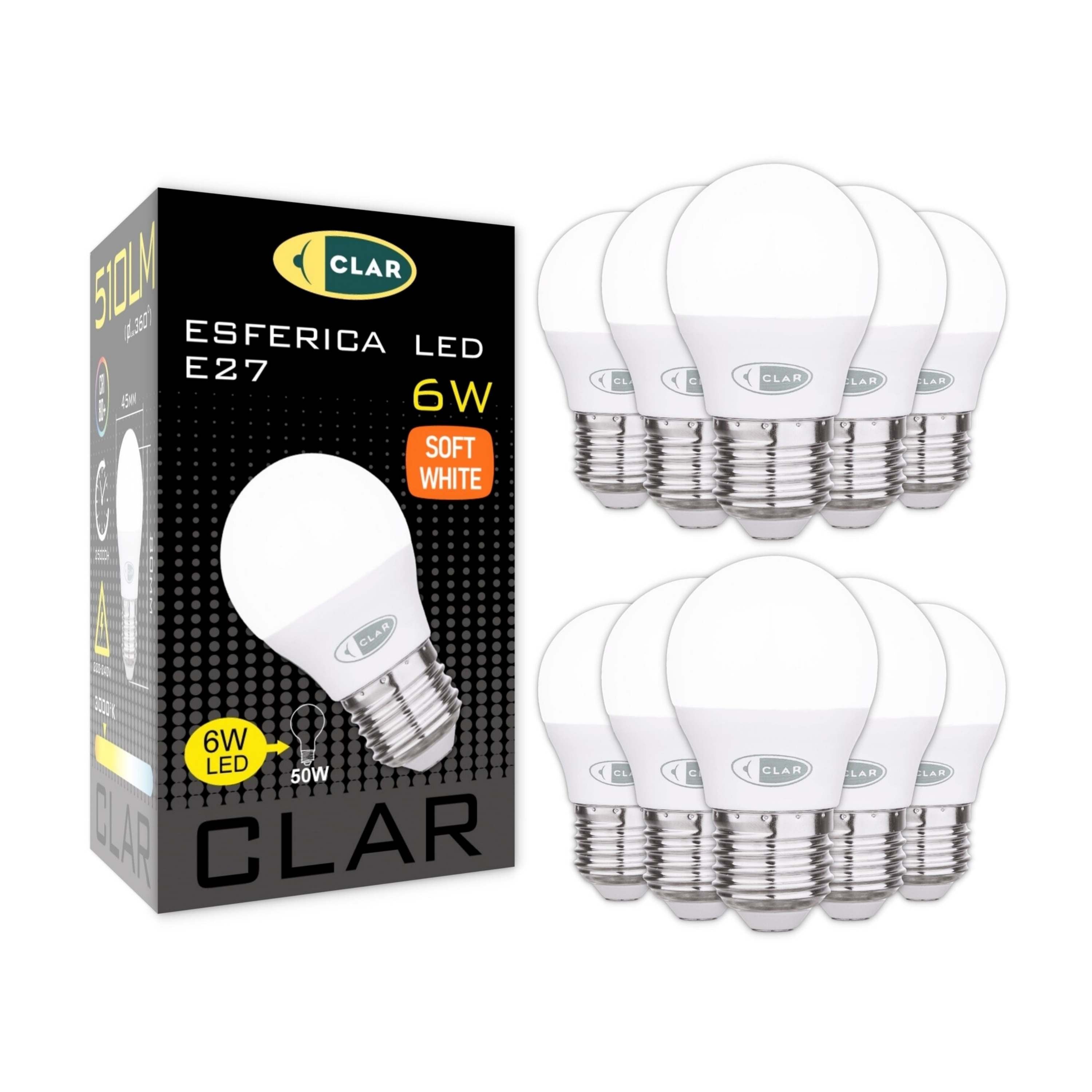 Bombillas LED E27 6W Pequeña Mate G45