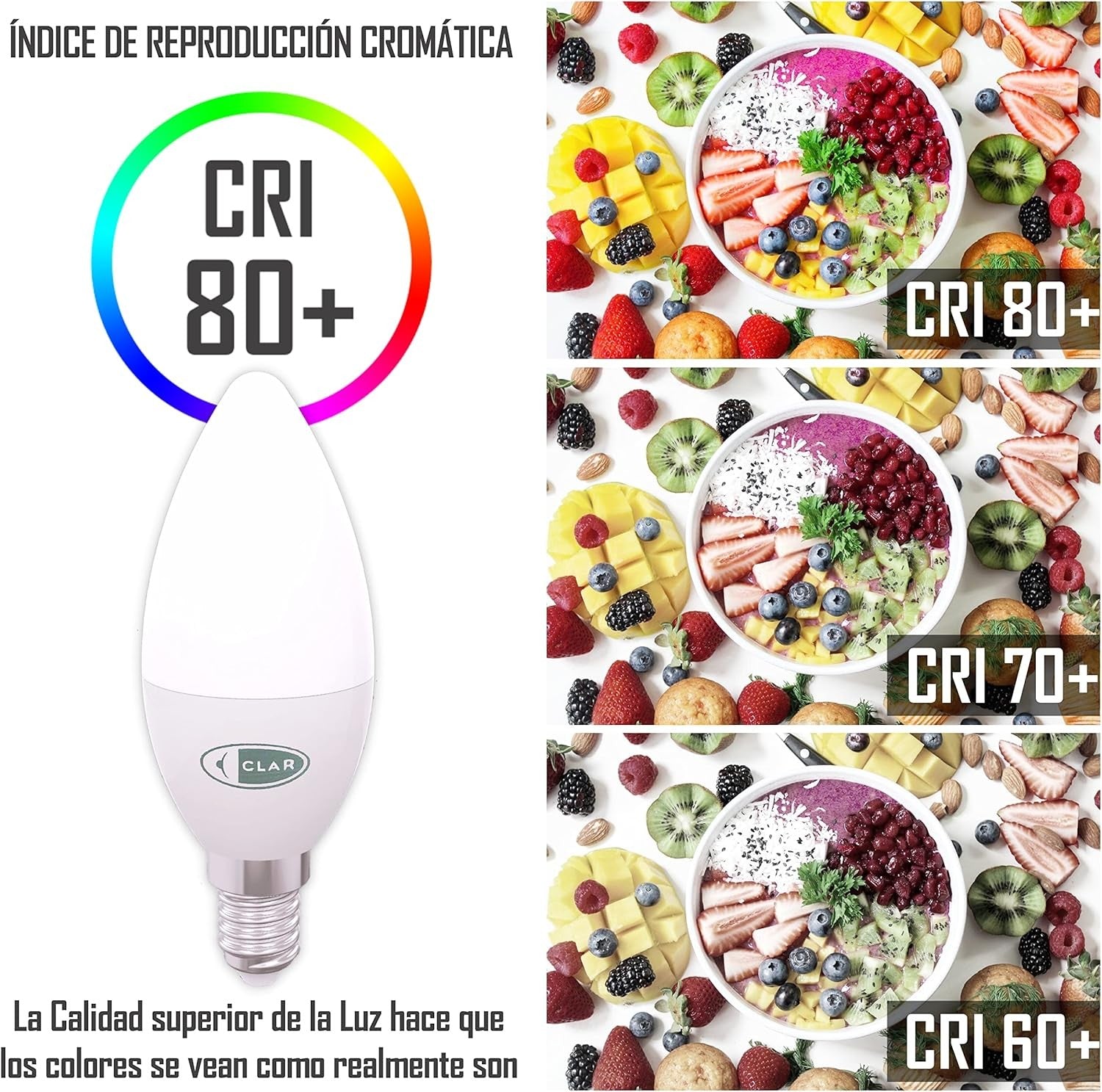 Bombilla LED E14, 8W  (Pack 10)
