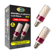 Luz Roja Nocturna Melatonina, Luz Roja Bebe, Bombilla Para Dormir, 8W E14 (Pack 2)