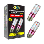 Luz Roja Nocturna Melatonina, Luz Roja Bebe, Bombilla Para Dormir, 8W E27 (Pack 2)