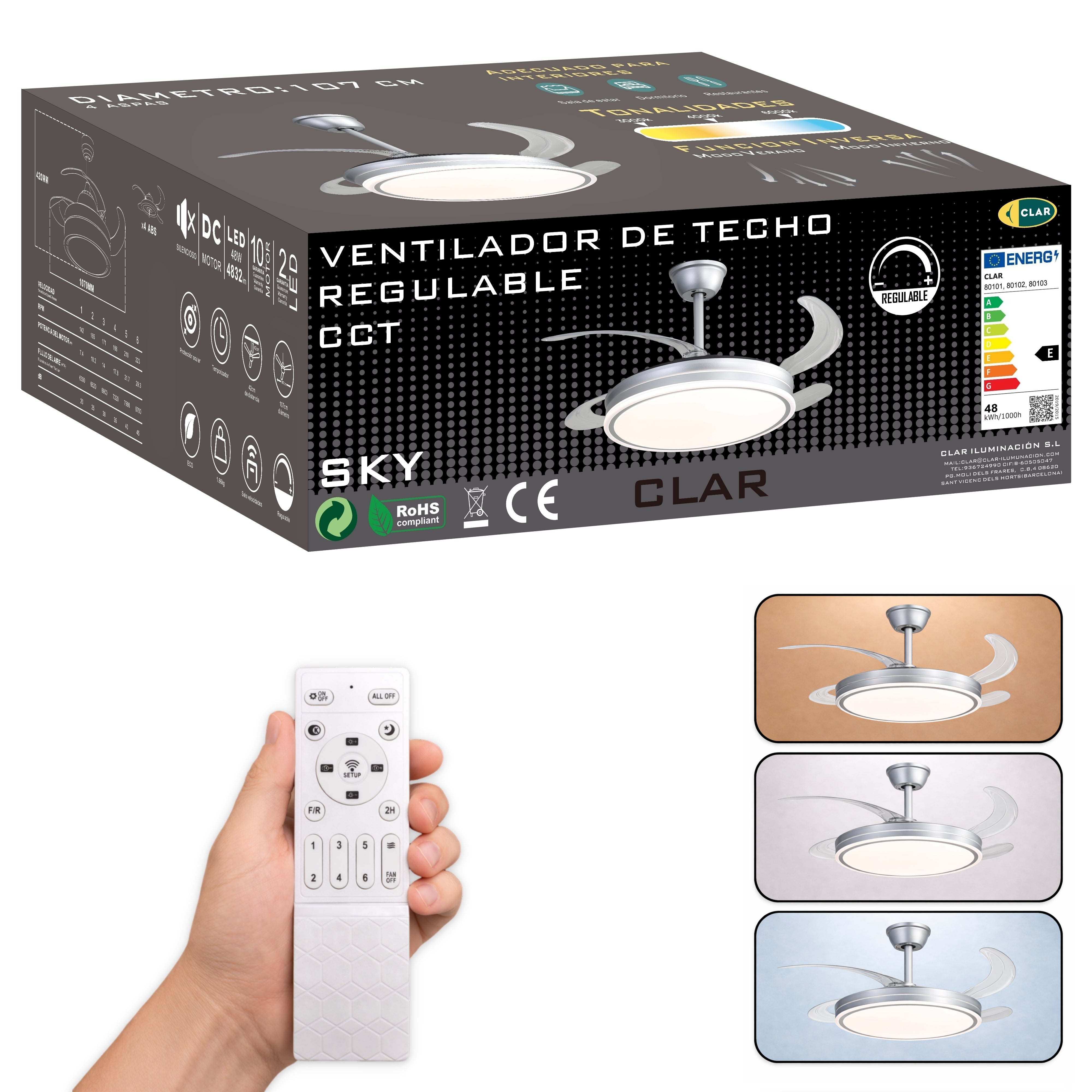 Ventilador de Techo Regulable CCT (Níquel)