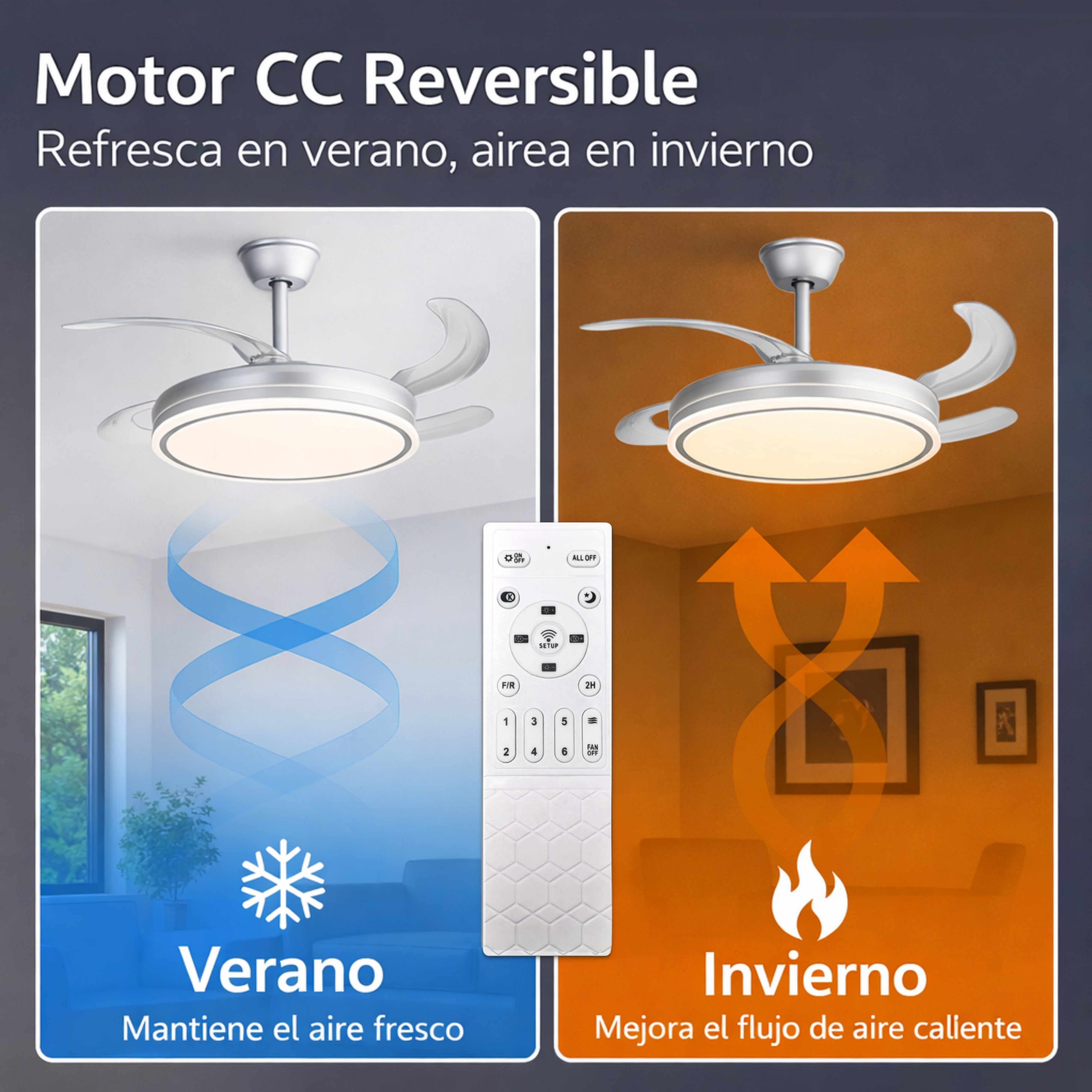 Ventilador de Techo Regulable CCT Ø107cm (Níquel)