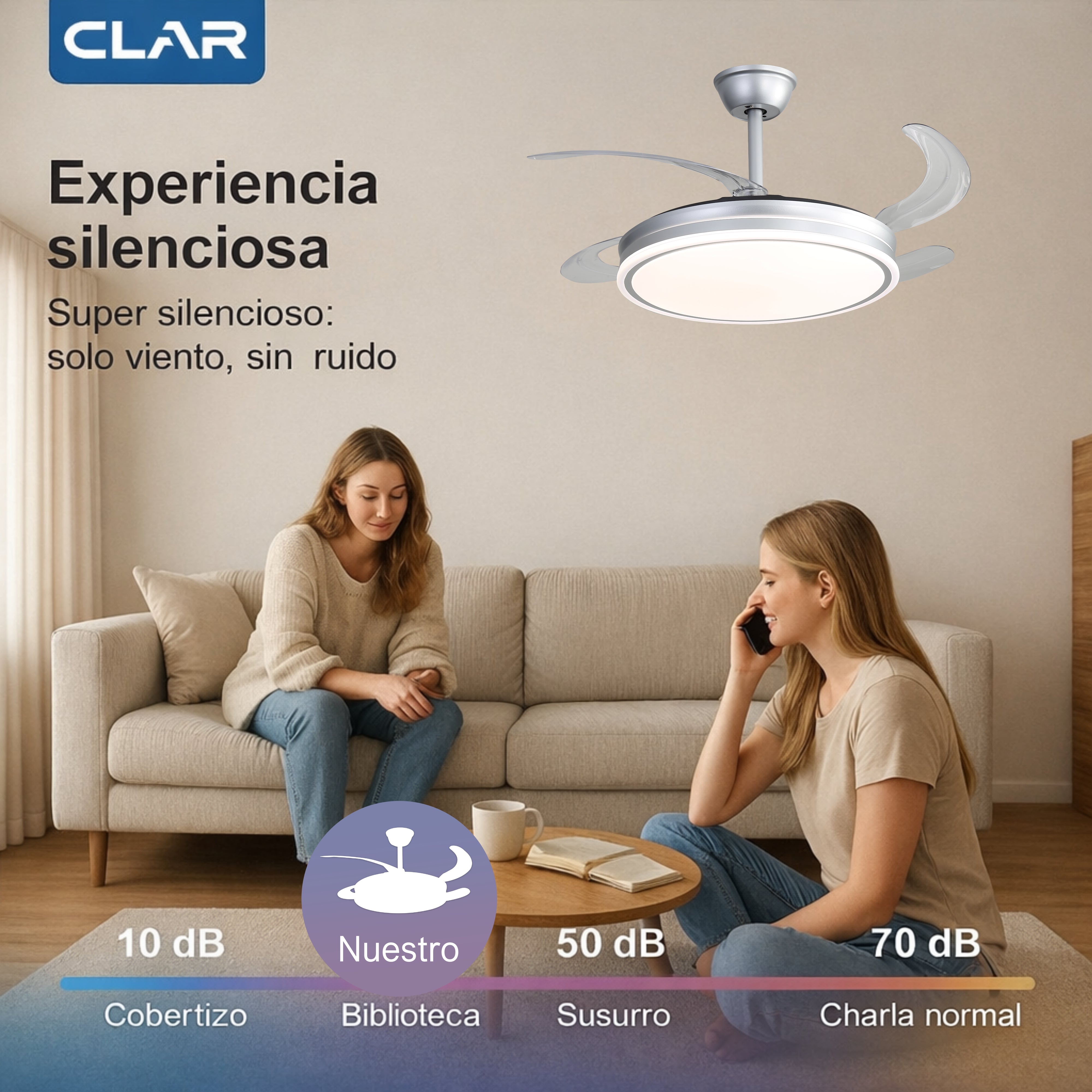 Ventilador de Techo Regulable CCT Ø107cm (Níquel)