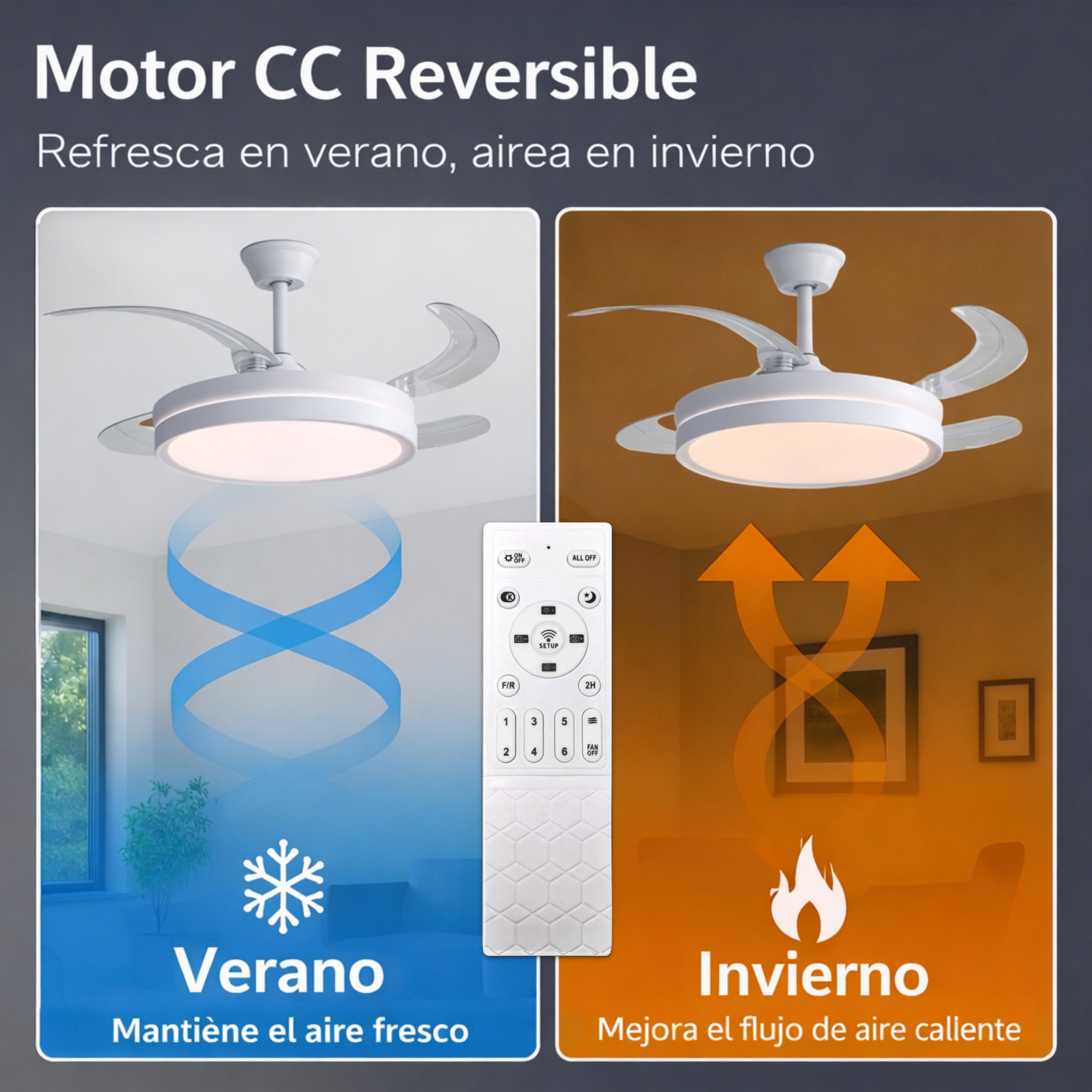 Dimmable CCT Ceiling Fan Ø107cm (White)