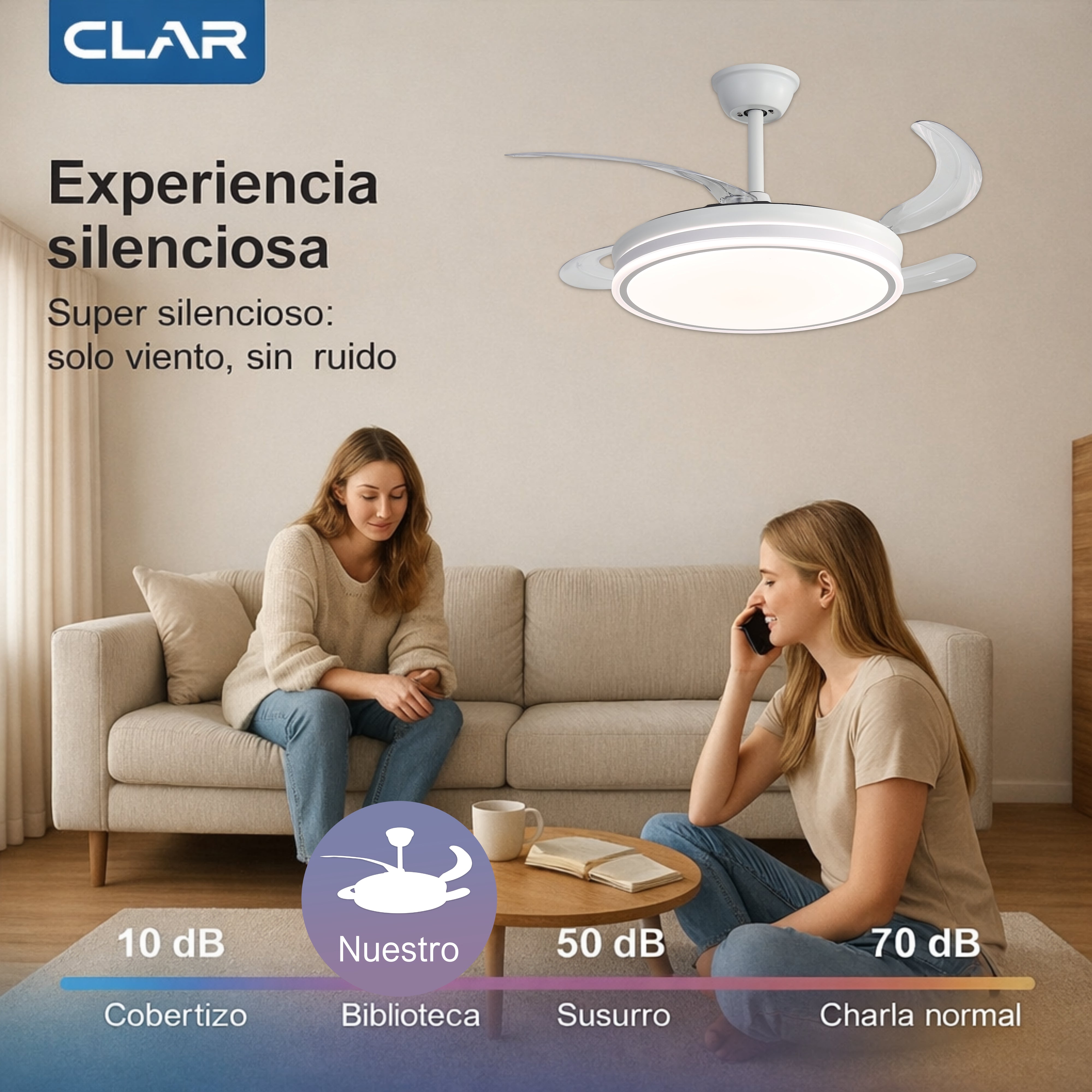Dimmable CCT Ceiling Fan Ø107cm (White)