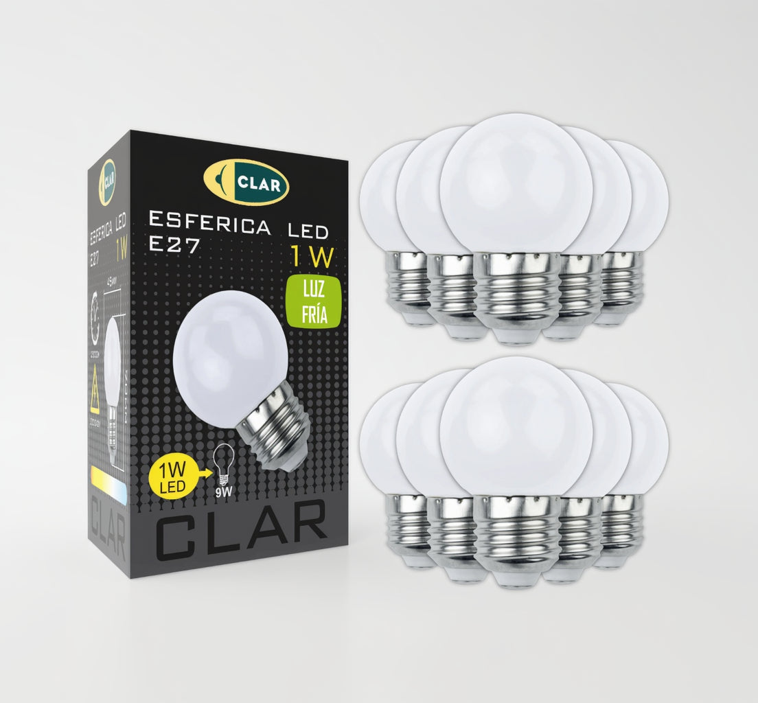 ESFERICA LED E27 1W 230V BLANCO FRÍO 6000ºK