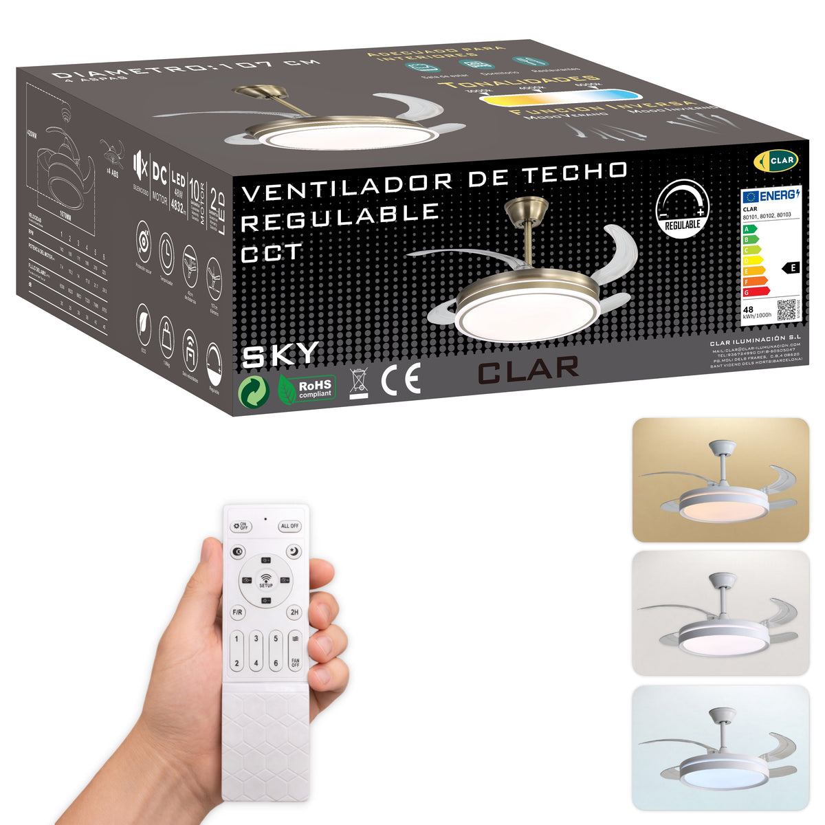 Ventilador de Techo Regulable CCT (Cuero)