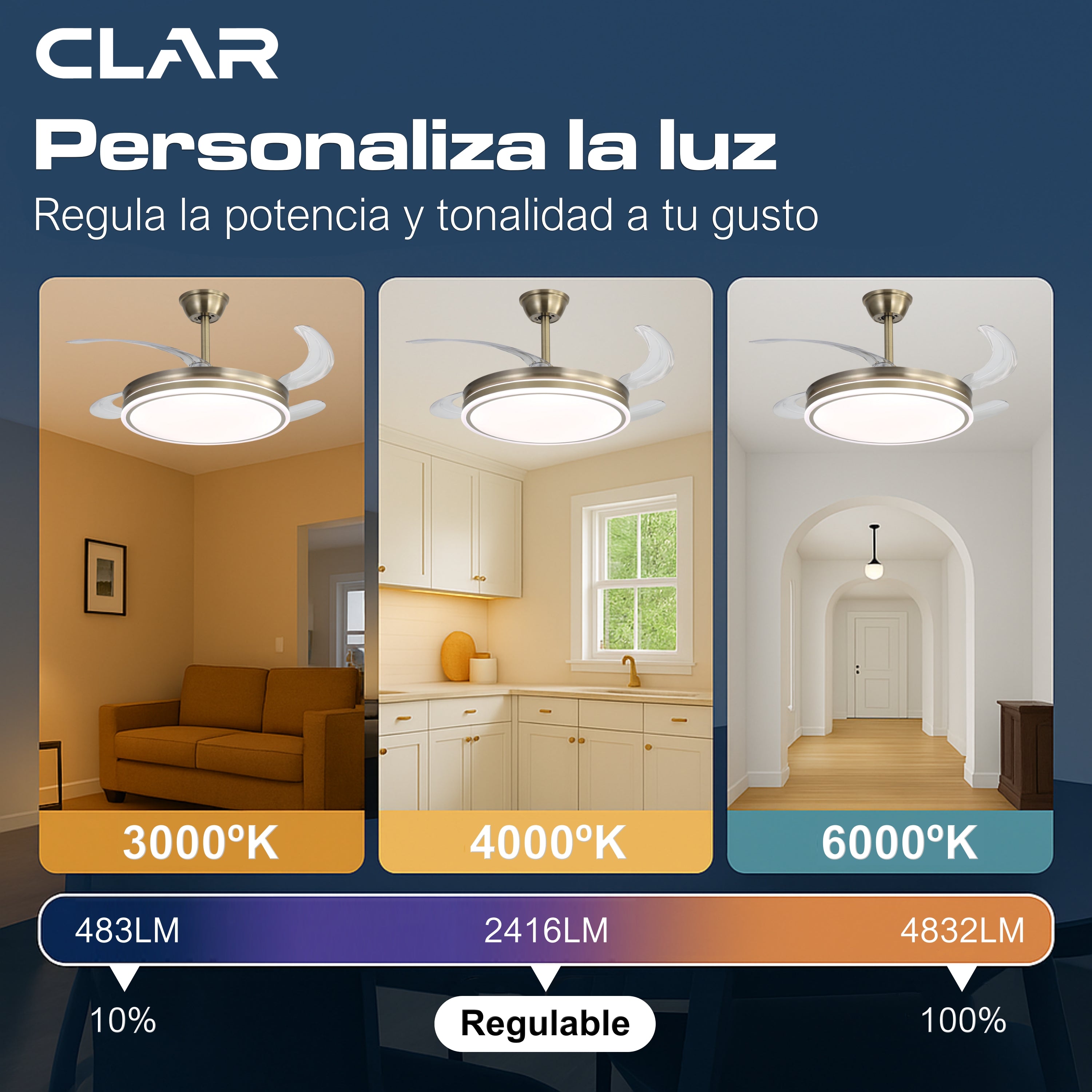 Ventilador de Techo Regulable CCT Ø107cm (Cuero)