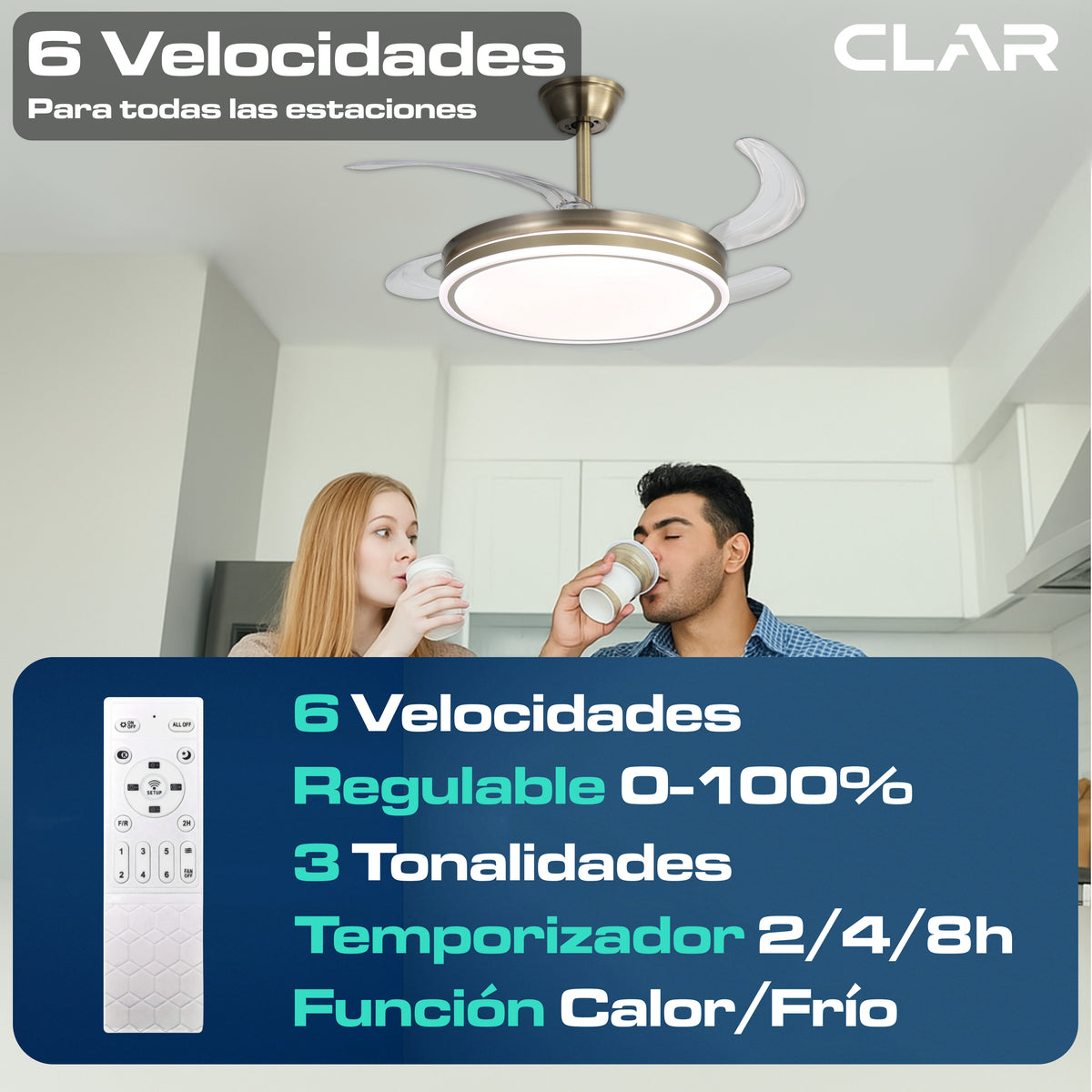 Ventilador de Techo Regulable CCT Ø107cm (Cuero)