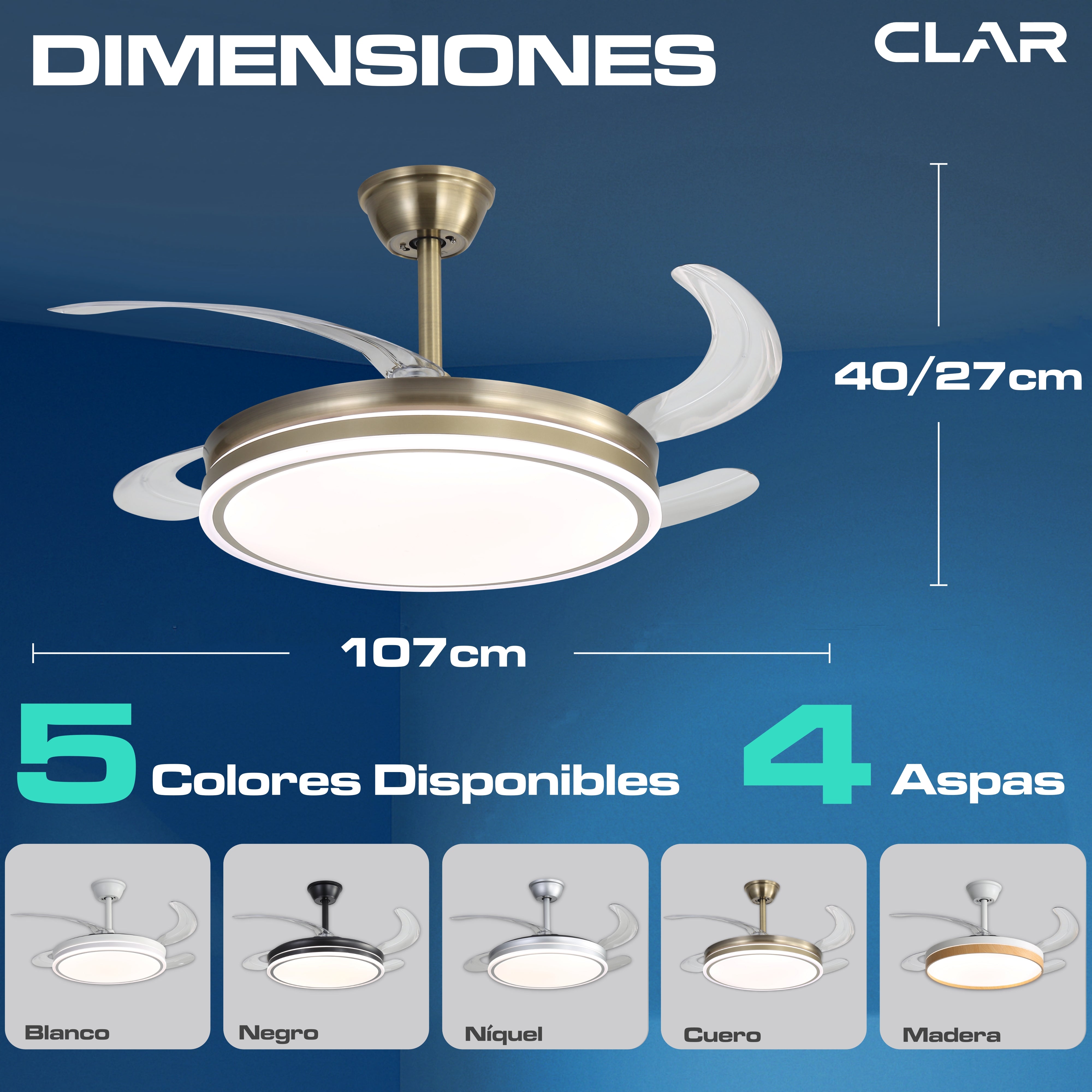 Ventilador de Techo Regulable CCT Ø107cm (Cuero)