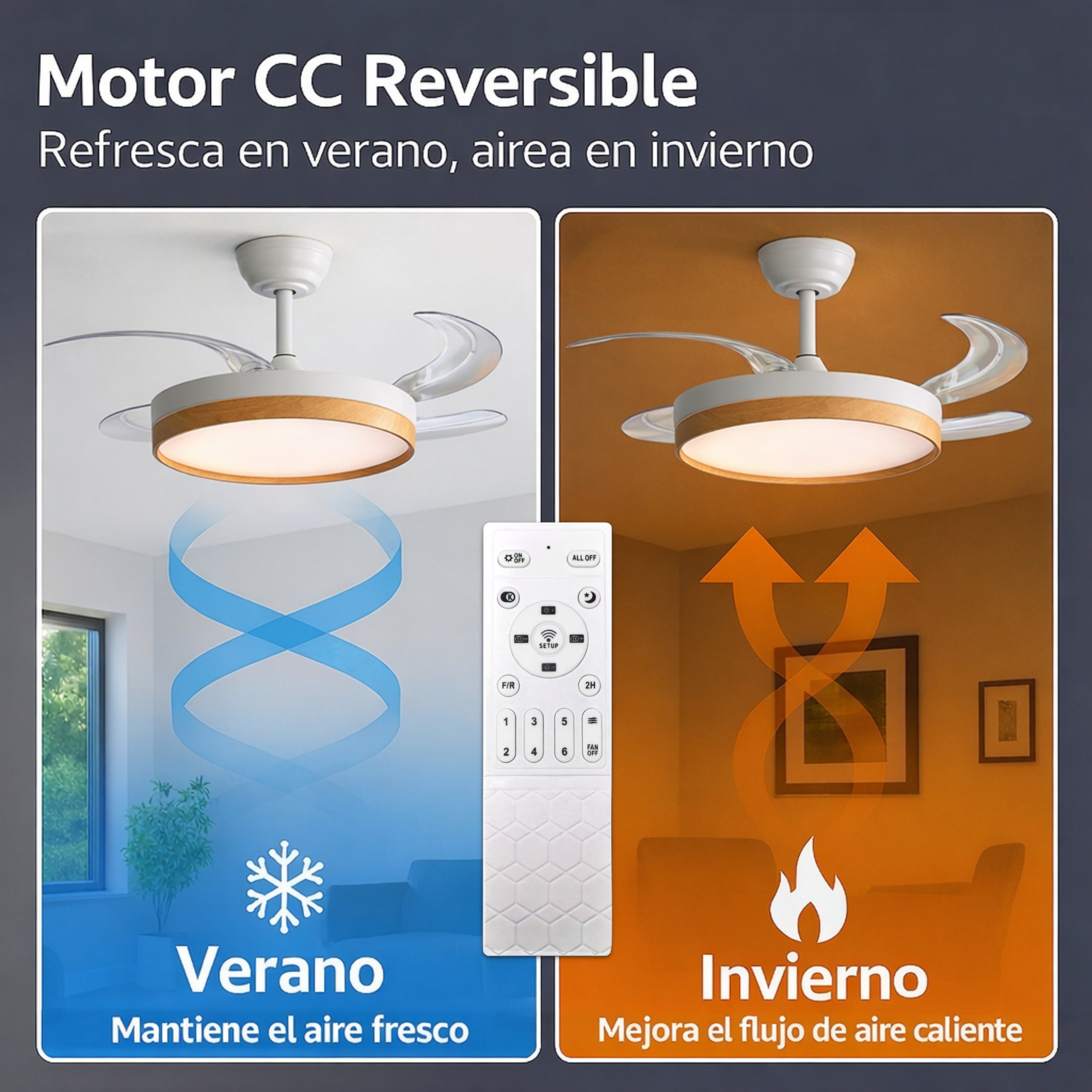 Ventilador de Techo Regulable CCT Ø107cm (Acabado Madera)
