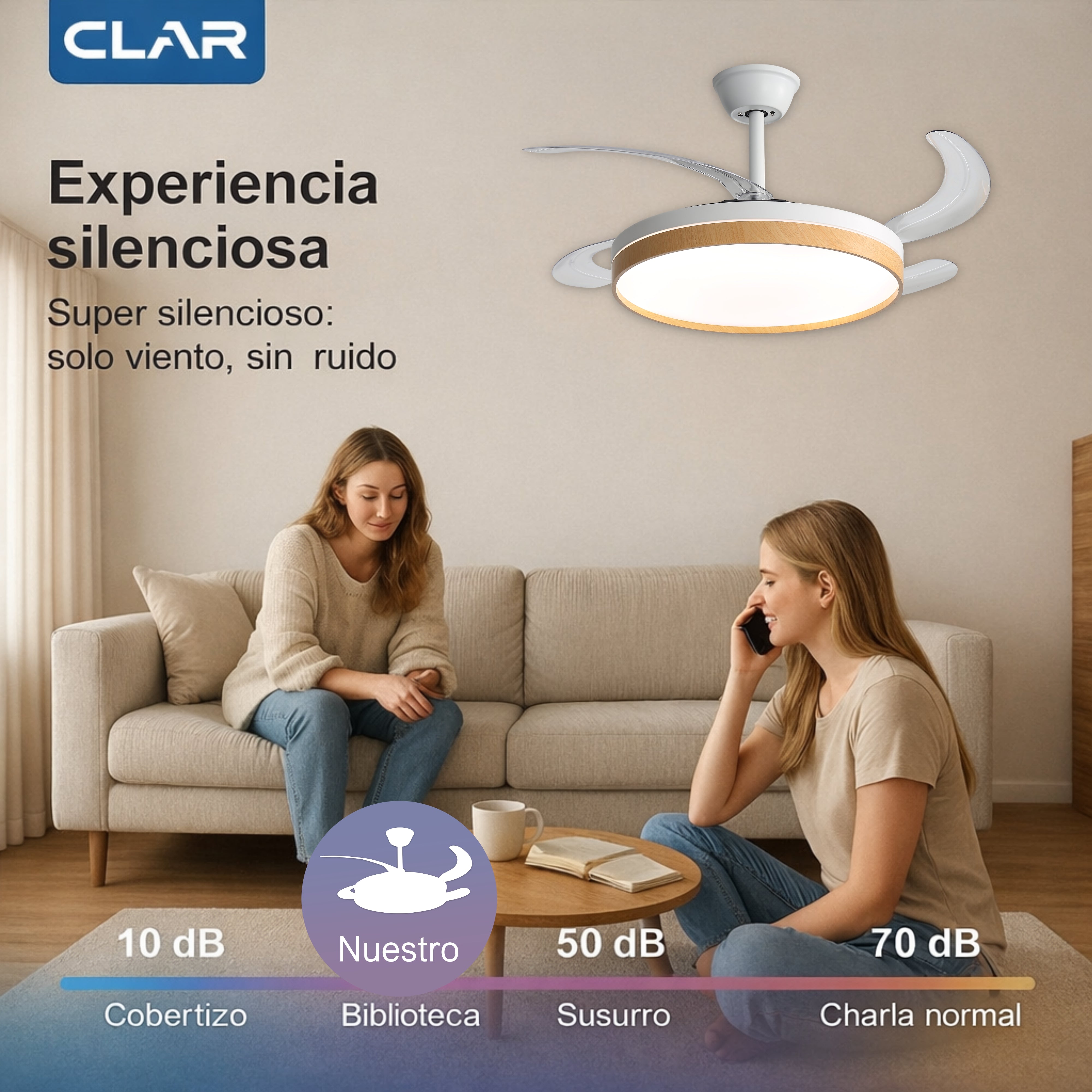 Ventilador de Techo Regulable CCT Ø107cm (Acabado Madera)