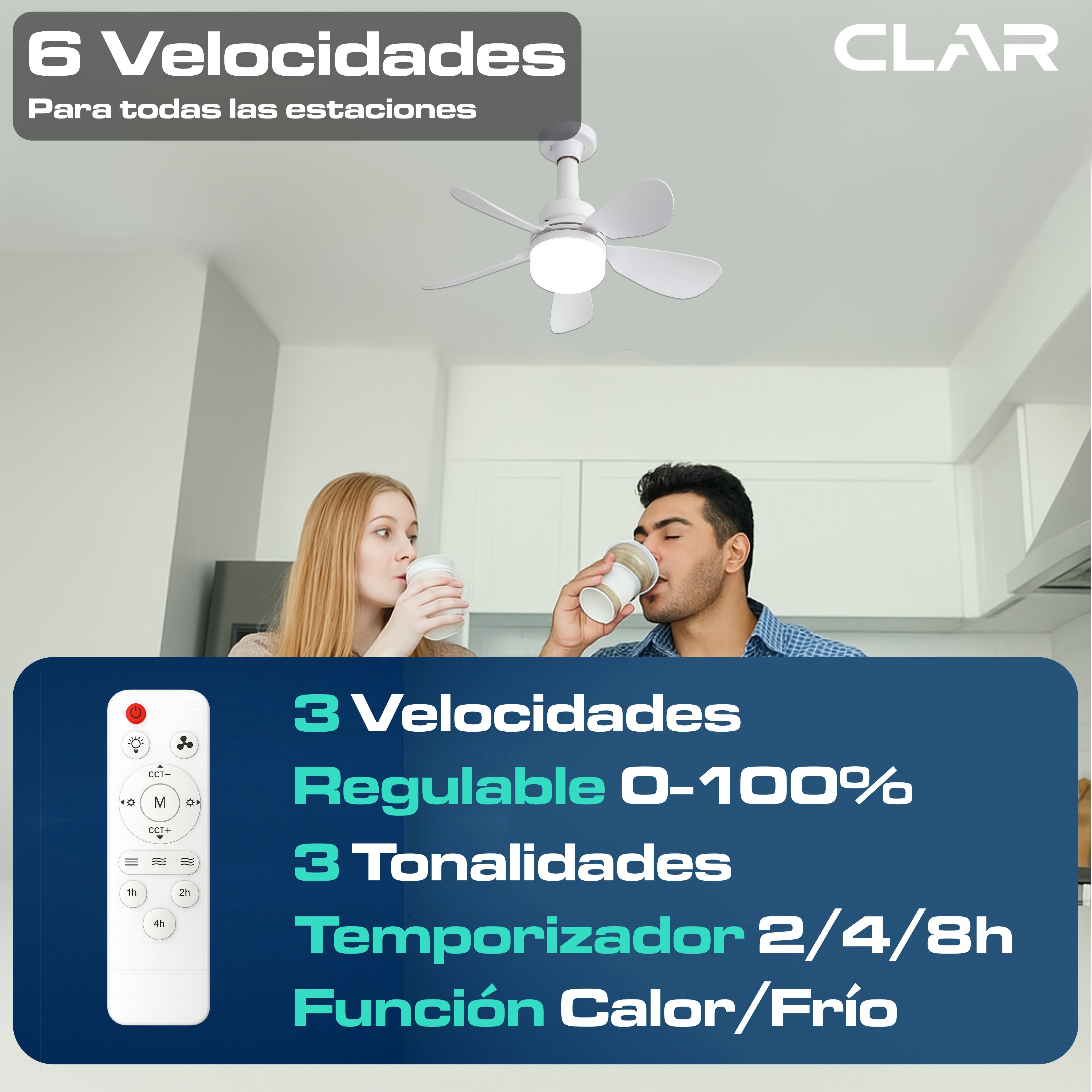 Ventilador de Techo Regulable CCT Ø52cm (Casquillo E27)