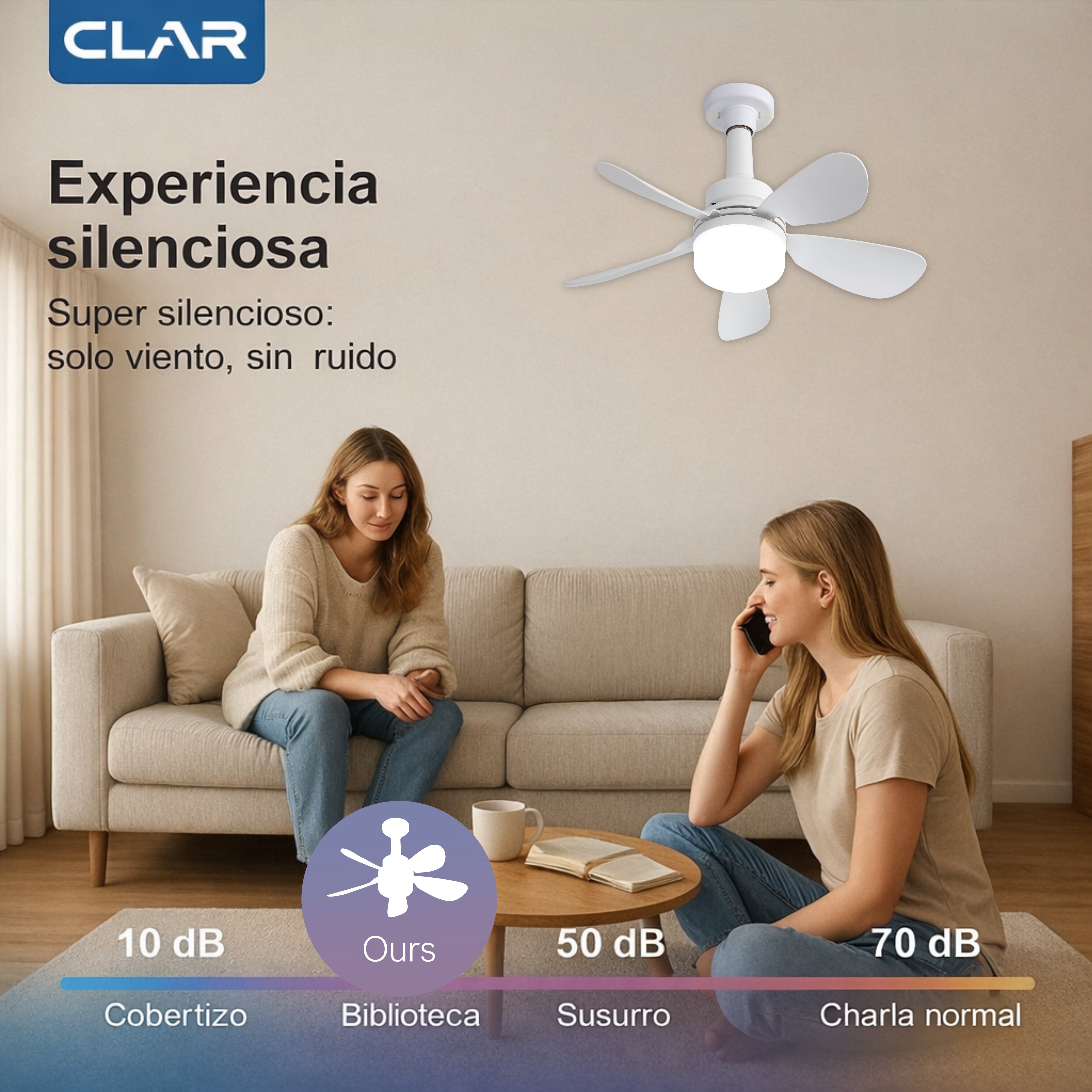 Ventilador de Techo Regulable CCT Ø52cm (Casquillo E27)