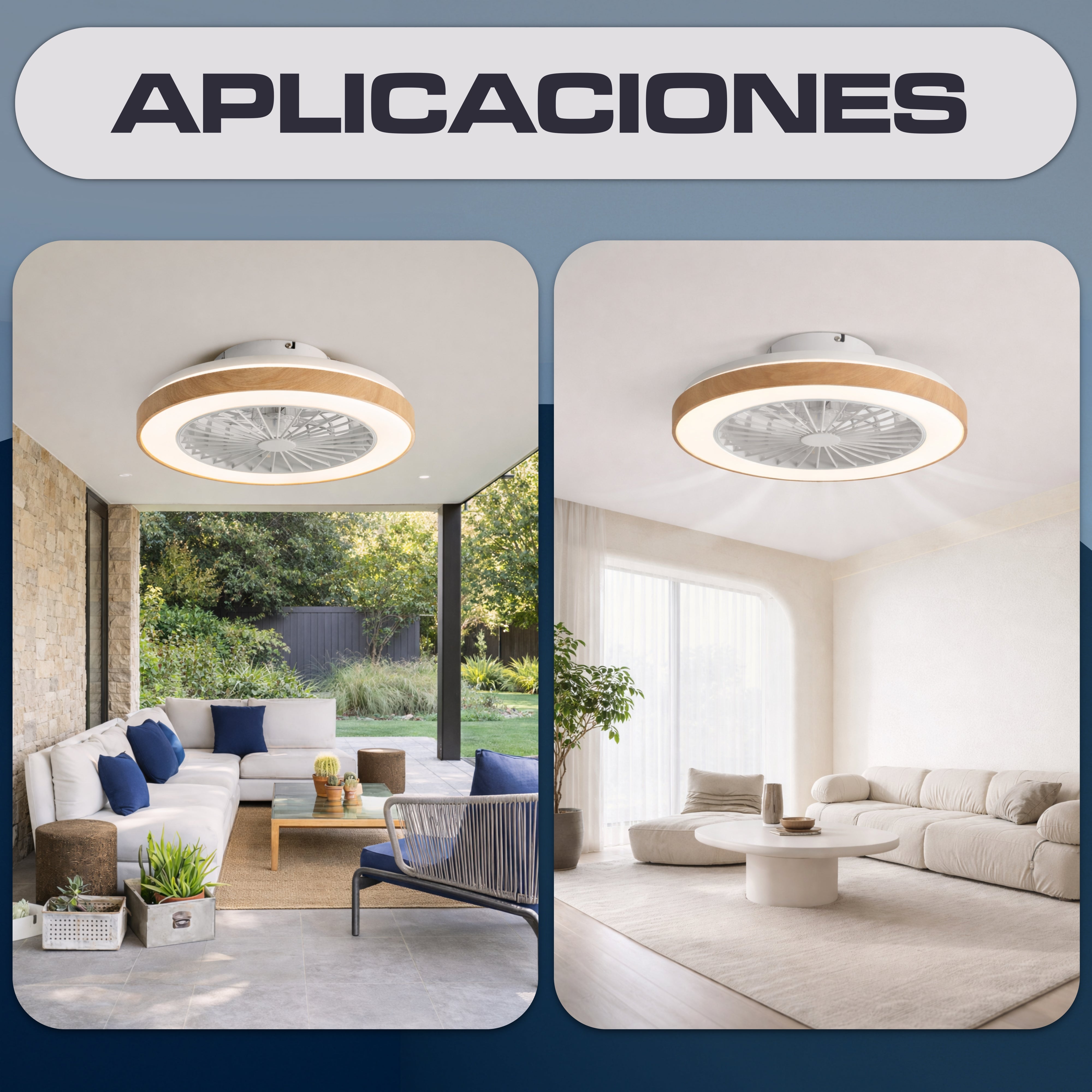 Ventilador de Techo Regulable CCT Ø53cm (Acabado Madera)