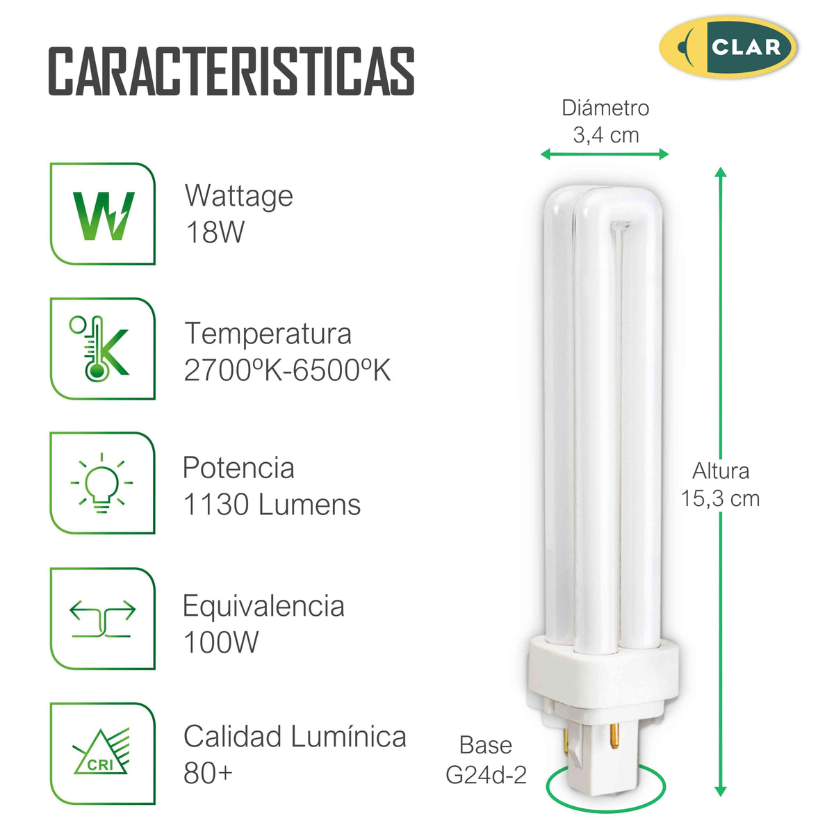 Ampoule Fluorescent Gemini D 18W G24d-2